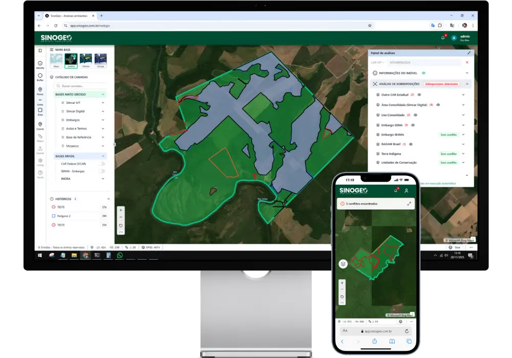 SinoGeo - Plataforma WebGIS para análise ambiental em desktop e mobile
